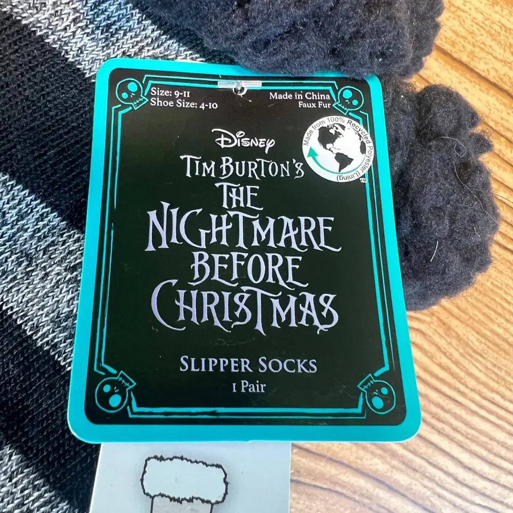 NWT Disney's Nightmare Before Christmas Fuzzy Babba Slipper Sock